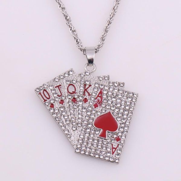 pendant necklaces personality men women enamel playing cards pendants micro inlay cz white zircon necklace trend hip hop party jewelry, Silver
pendant necklaces personality men women enamel playing cards pendants micro inlay cz white zircon necklace trend hip hop party jewelry, Silver