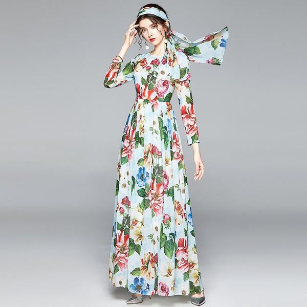 casual dresses sell summer runway floral print long sleeve women party high waist maxi dress with belt, Black;gray
casual dresses sell summer runway floral print long sleeve women party high waist maxi dress with belt, Black;gray