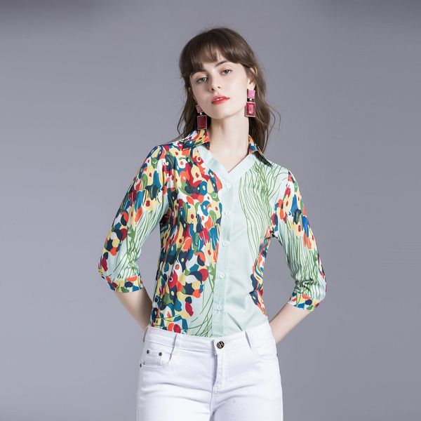 2021 new merchall summer fashion runway blouse women's 3/4 sleeve v-neck ol female slim vintage print shirts q3ja, White
2021 new merchall summer fashion runway blouse women's 3/4 sleeve v-neck ol female slim vintage print shirts q3ja, White