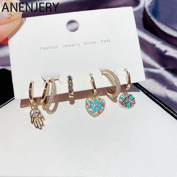 hoop & huggie anenjery 6 pieces/set hamsa palm heart ear buckle clip earring set for women high-end color zircon micro-inlaid earrings, Golden;silver
hoop & huggie anenjery 6 pieces/set hamsa palm heart ear buckle clip earring set for women high-end color zircon micro-inlaid earrings, Golden;silver