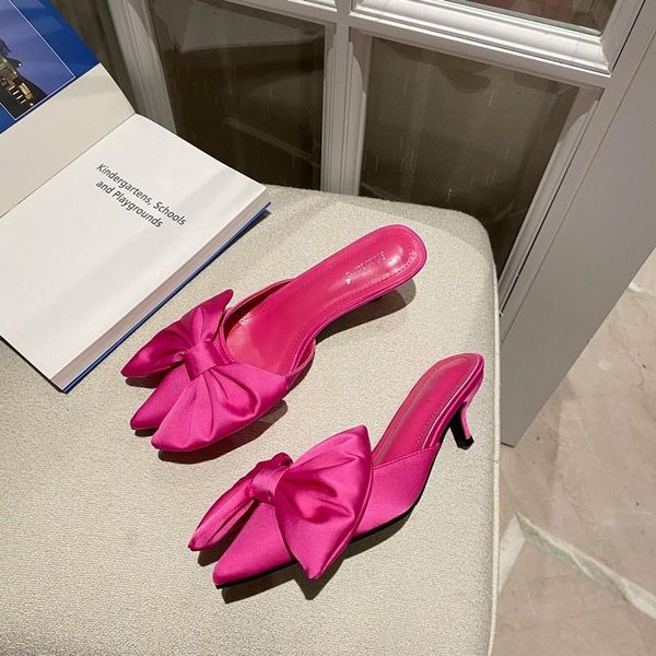 slippers spring summer silk women mules pointed toe bowtie shoes non slip low heel ladies slides outdoor sandals, Black
slippers spring summer silk women mules pointed toe bowtie shoes non slip low heel ladies slides outdoor sandals, Black