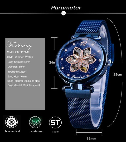 forsining female watch mechanical automatic stylish flower design brand luxury diamond clock mesh waterproof women watches, Slivery;brown
forsining female watch mechanical automatic stylish flower design brand luxury diamond clock mesh waterproof women watches, Slivery;brown