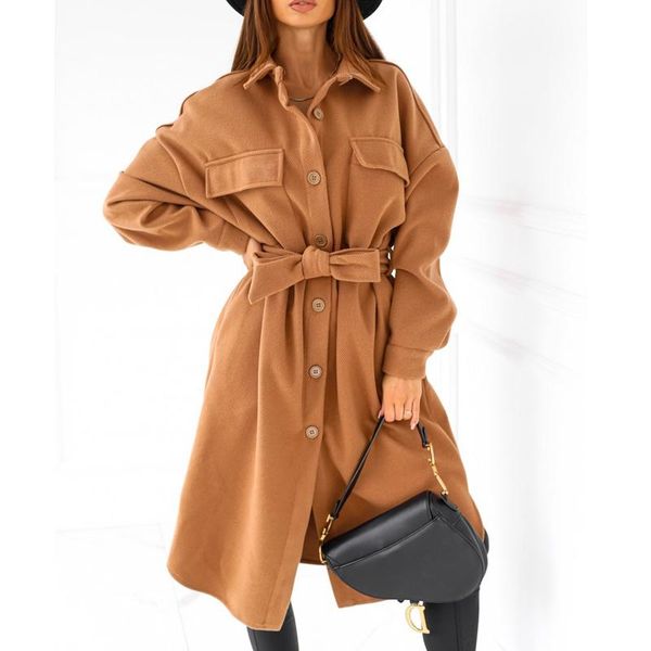 women's wool & blends elegant button long sleeve jacket outwear women fashion bandage belted overcoat office lady 2021 autumn winter wo, Black
women's wool & blends elegant button long sleeve jacket outwear women fashion bandage belted overcoat office lady 2021 autumn winter wo, Black