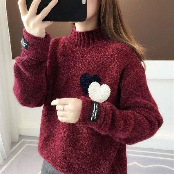 women's sweaters turtleneck knitwear lazy knitted jumper autumn winter sweater loose thick pullover female love heart embroidery, White;black
women's sweaters turtleneck knitwear lazy knitted jumper autumn winter sweater loose thick pullover female love heart embroidery, White;black