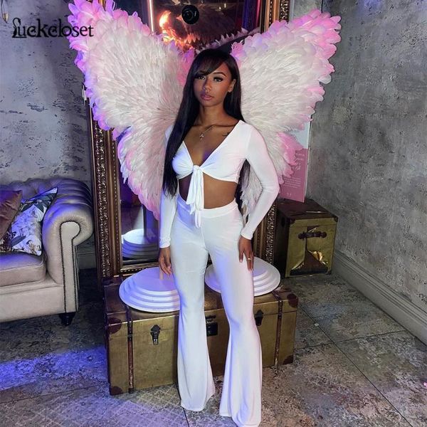 women's two piece pants v-neck set summer outfits for women lace up crop and flare club birthday matching sets, White
women's two piece pants v-neck set summer outfits for women lace up crop and flare club birthday matching sets, White