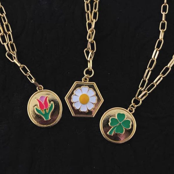 pendant necklaces gold color curb paperclip figaro chain vintage enamel drip glaze cute tulip daisy flower style necklace for women, Silver
pendant necklaces gold color curb paperclip figaro chain vintage enamel drip glaze cute tulip daisy flower style necklace for women, Silver