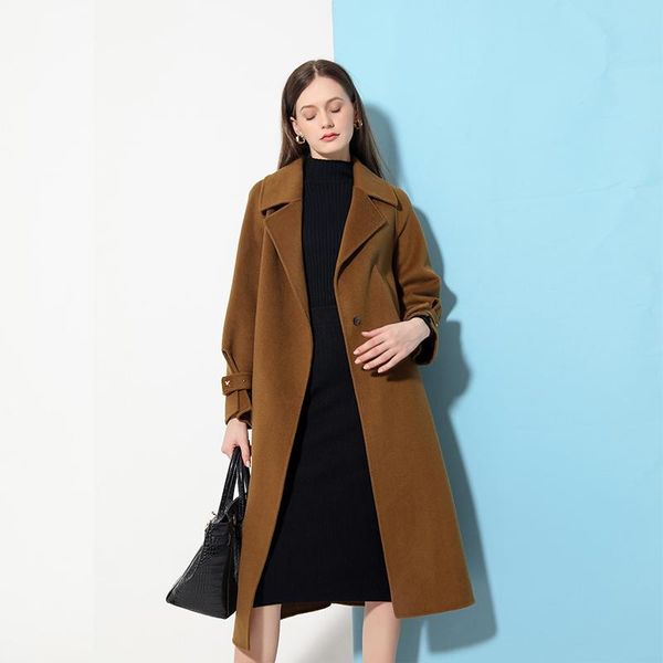 women's wool & blends handmade double-faced coat women autumn winter 2021 elegant fashion suit collar wide-waisted long outerwear, Black
women's wool & blends handmade double-faced coat women autumn winter 2021 elegant fashion suit collar wide-waisted long outerwear, Black