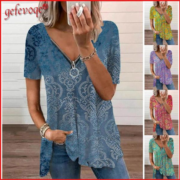 women's t-shirt 2021 summer clothing women fashion casual vintage print v neck short sleeve zipper tees t shirt plus size tshirts cami, White
women's t-shirt 2021 summer clothing women fashion casual vintage print v neck short sleeve zipper tees t shirt plus size tshirts cami, White