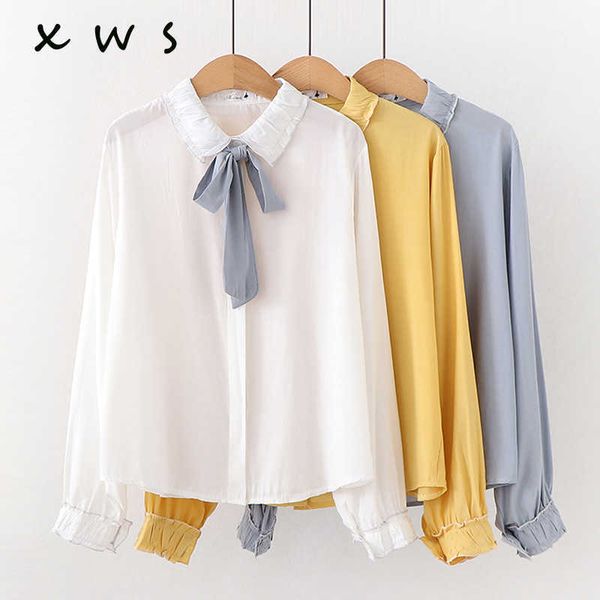 bow shirt for women casual loose red blouses clothing lapel long sleeve button shirt lace-up ladies coat 210604, White
bow shirt for women casual loose red blouses clothing lapel long sleeve button shirt lace-up ladies coat 210604, White