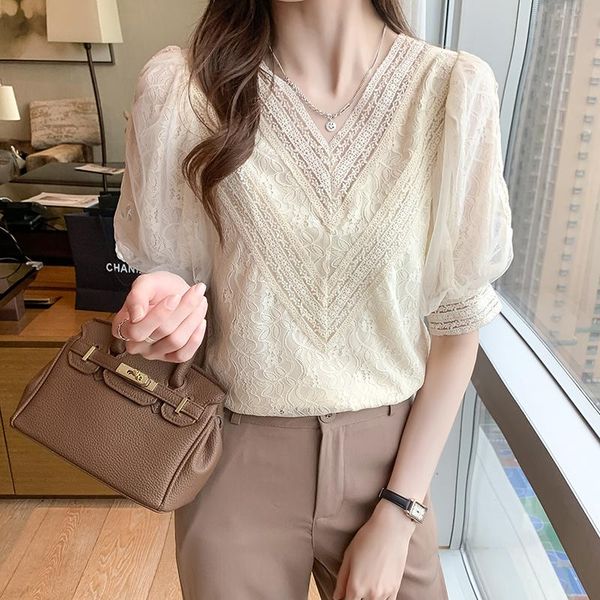 women's blouses & shirts spring autumn ladies short elegant casual fashion v-neck puff sleeve pullover lace shirt blusas mujer de moda, White
women's blouses & shirts spring autumn ladies short elegant casual fashion v-neck puff sleeve pullover lace shirt blusas mujer de moda, White