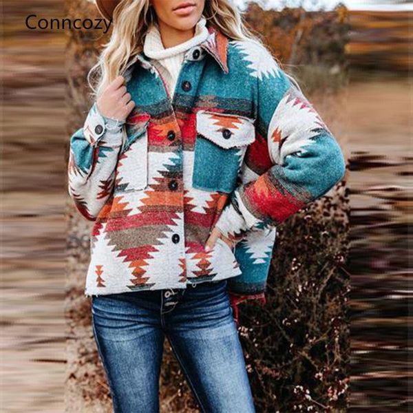 women's wool & blends 2021 casual jacket retro ethnic style geometric print woolen long-sleeved loose fashion clothing, Black
women's wool & blends 2021 casual jacket retro ethnic style geometric print woolen long-sleeved loose fashion clothing, Black