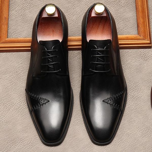 dress shoes vintage pointed toe derby man office genuine leather formal party oxfords retro men's wedding bridal flats mde270, Black
dress shoes vintage pointed toe derby man office genuine leather formal party oxfords retro men's wedding bridal flats mde270, Black