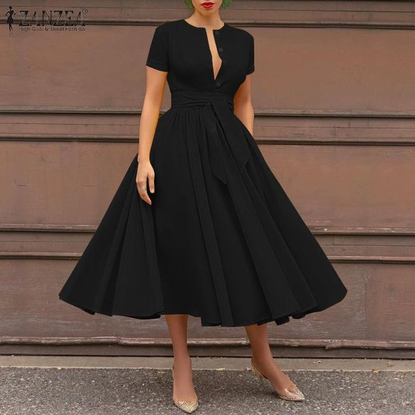 casual dresses women elegant solid maxi dress short sleeve holiday sundress summer vintage party belted vestidos button ol kaftan, Black;gray
casual dresses women elegant solid maxi dress short sleeve holiday sundress summer vintage party belted vestidos button ol kaftan, Black;gray