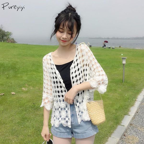 women's swimwear women lace bikini cover up short crocheted hollow out cardigan blouse sunscreen beach coat, White;black
women's swimwear women lace bikini cover up short crocheted hollow out cardigan blouse sunscreen beach coat, White;black