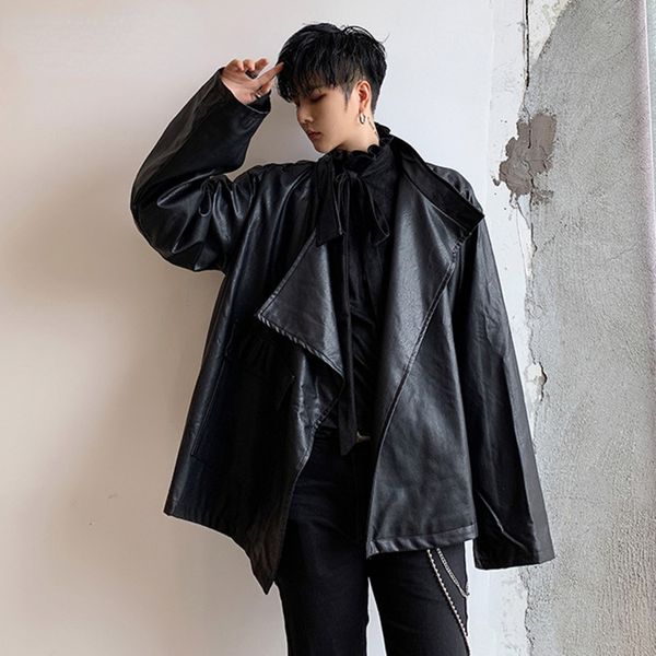 men's niche designasymmetric pu leather jackets with pockets 2021 autumn new fashionable loose lapel oversized coat, Black
men's niche designasymmetric pu leather jackets with pockets 2021 autumn new fashionable loose lapel oversized coat, Black