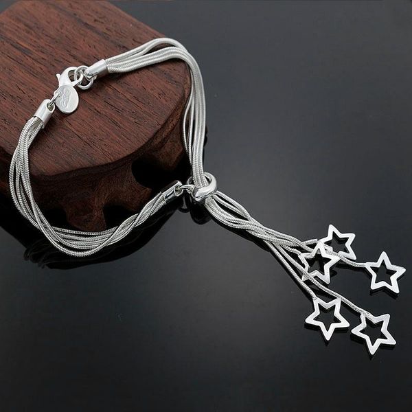 charm bracelets 925 sterling silver 8 inch snake chain 5 star pendant bracelet bangle for woman fashion wedding jewelry gift, Golden;silver
charm bracelets 925 sterling silver 8 inch snake chain 5 star pendant bracelet bangle for woman fashion wedding jewelry gift, Golden;silver