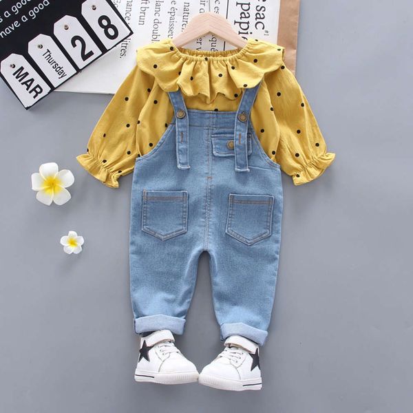 new children's wear korean girls' foreign style lapel long sleeve sweater versatile denim suspenders, Blue
new children's wear korean girls' foreign style lapel long sleeve sweater versatile denim suspenders, Blue