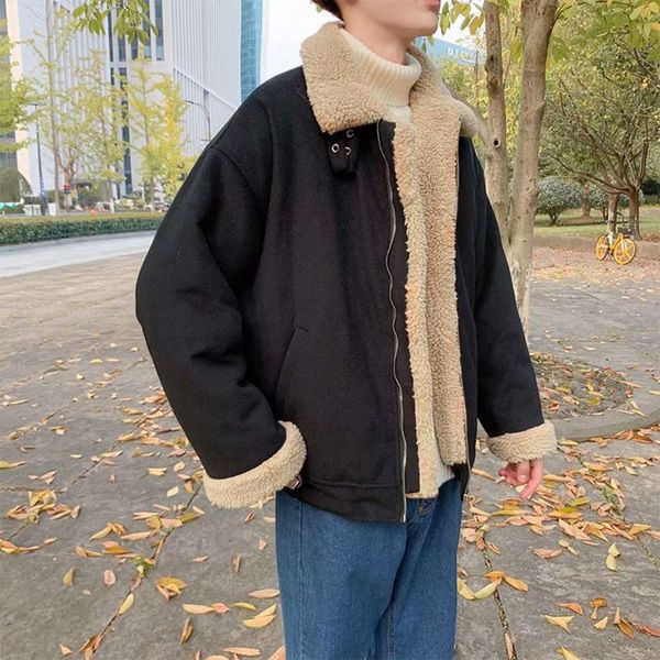 winter men's korean fashion handsome lamb wool students versatile cotton padded jacket, Black;brown
winter men's korean fashion handsome lamb wool students versatile cotton padded jacket, Black;brown