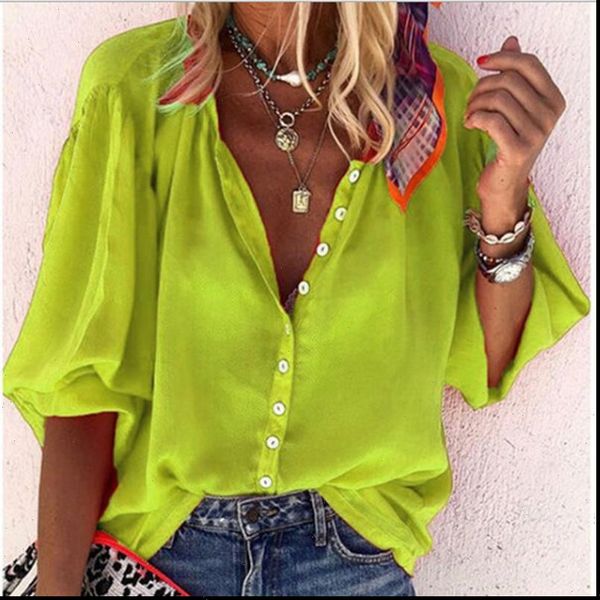 female casual loose belt button new shirt large size womens fashion solid color v neck half sleeved shirt for ladies, White
female casual loose belt button new shirt large size womens fashion solid color v neck half sleeved shirt for ladies, White