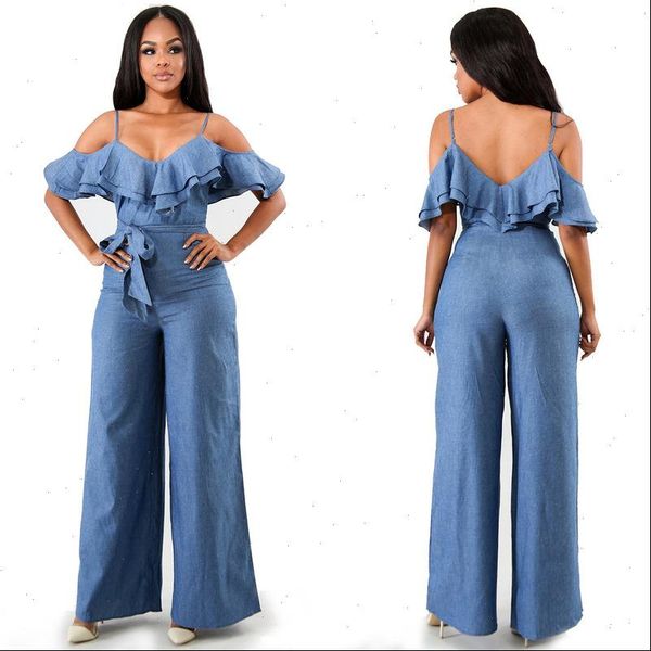 europe and the united states women s wear belt low cut wide legged jumpsuits jumpsuit0224, Black;white
europe and the united states women s wear belt low cut wide legged jumpsuits jumpsuit0224, Black;white