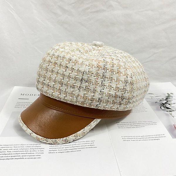 berets autumn and winter hat female korean style tide octagonal plaid stitching pu leather duck tongue beret net red england, Blue;gray
berets autumn and winter hat female korean style tide octagonal plaid stitching pu leather duck tongue beret net red england, Blue;gray