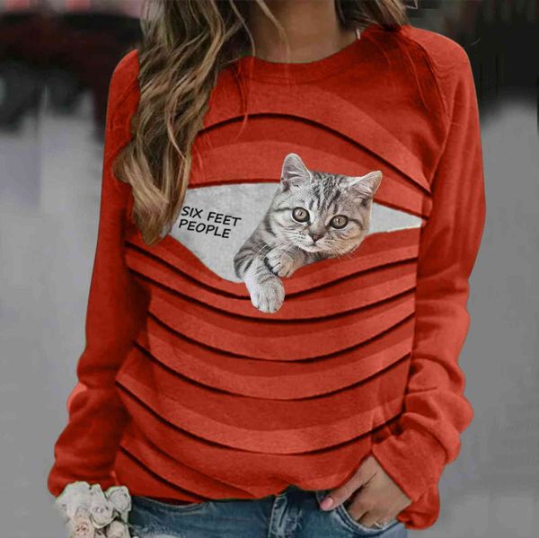 women casual long sleeve cat sweater printing o neck loose shirt patchwork pullover selling classic elements t, White;black
women casual long sleeve cat sweater printing o neck loose shirt patchwork pullover selling classic elements t, White;black