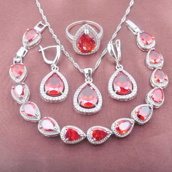 earrings & necklace christmas gift red garnet water drop design silver color jewelry set for women bracelet pendant ring yz0568
earrings & necklace christmas gift red garnet water drop design silver color jewelry set for women bracelet pendant ring yz0568