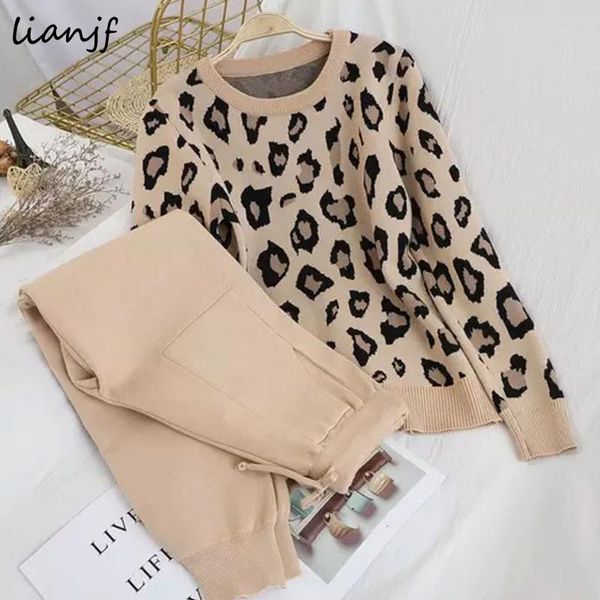women's two piece pants casual knitted pullover suits fashion 2021 leopard long sleeve sweater + lace up waist 2 sets womens outfits, White
women's two piece pants casual knitted pullover suits fashion 2021 leopard long sleeve sweater + lace up waist 2 sets womens outfits, White