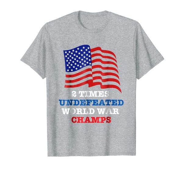 cool 2 times undefeated world war champs patriot t-shirt, White;black
