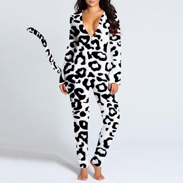 v-neck button leopard print jumpsuit hollow out women tail animal cos long sleeve romper sleepwear bielizna erotyczna mujer, Black;white
v-neck button leopard print jumpsuit hollow out women tail animal cos long sleeve romper sleepwear bielizna erotyczna mujer, Black;white