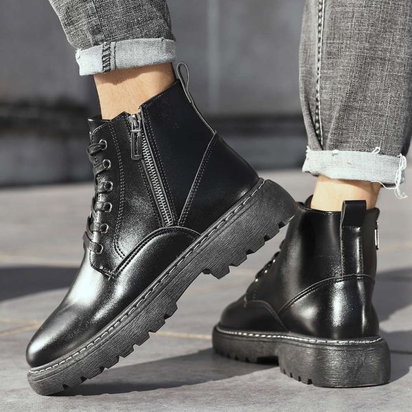 winter side zipper shoes british style high leather versatile tooling large men's boots, White;red
winter side zipper shoes british style high leather versatile tooling large men's boots, White;red