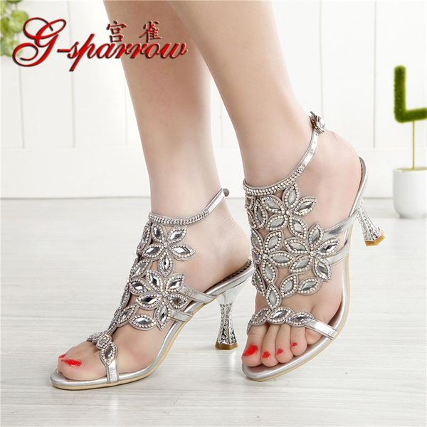 dress shoes g-sparrow 2021 super high heel stiletto sandals female summer diamond platform rhinestone women's crystal wedding, Black