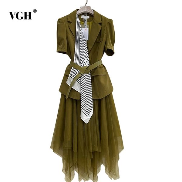 casual two piece set for women hit color notched short sleeve sashes high waist mesh skirt elegant sets female 210531, White
casual two piece set for women hit color notched short sleeve sashes high waist mesh skirt elegant sets female 210531, White