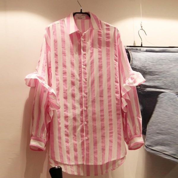 women's spring autumn blouses korean style striped ruffled long-sleeved new casual loose slimming female ll258, White
women's spring autumn blouses korean style striped ruffled long-sleeved new casual loose slimming female ll258, White