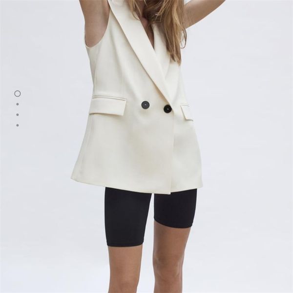 women's vests traf women 2021 fashion simply sleeveless double breasted vest office ladies wear casual suit waist outwear streetwear, Black;white
women's vests traf women 2021 fashion simply sleeveless double breasted vest office ladies wear casual suit waist outwear streetwear, Black;white