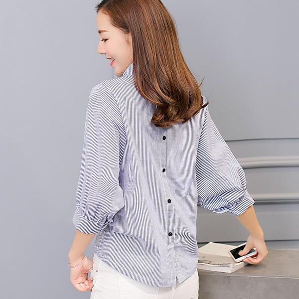 women's blouses & shirts women striped blouse shirt cotton casual half sleeve v neck summer autumn plus size female, White
women's blouses & shirts women striped blouse shirt cotton casual half sleeve v neck summer autumn plus size female, White