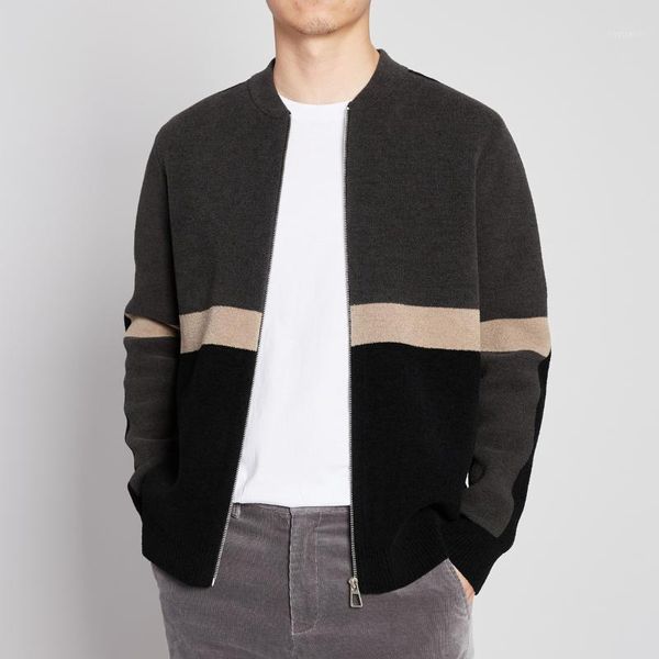 men's autumn and winter coat stripe contrast knitted jacket imitation cashmere sweater 2362 jackets, Black;brown
men's autumn and winter coat stripe contrast knitted jacket imitation cashmere sweater 2362 jackets, Black;brown