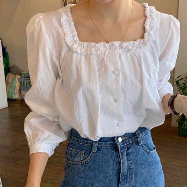 women's blouses & shirts shinsome white shirt with edible tree buttons, long-sleeve square for women, korean clothing ll4f
women's blouses & shirts shinsome white shirt with edible tree buttons, long-sleeve square for women, korean clothing ll4f