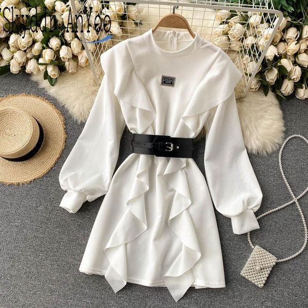 casual dresses fashion 2021 hit woman party dress long sleeve winter ruffles elegant femme robe with belt slim a-line women, Black;gray
casual dresses fashion 2021 hit woman party dress long sleeve winter ruffles elegant femme robe with belt slim a-line women, Black;gray