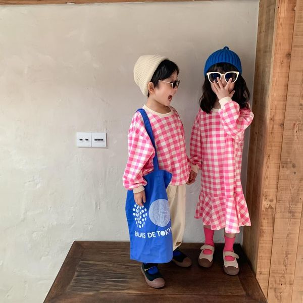 girl's dresses children's clothing 2021 autumn casual large plaid brother and sister fashion fishtail dress t-shirt/dress princess, Red;yellow
girl's dresses children's clothing 2021 autumn casual large plaid brother and sister fashion fishtail dress t-shirt/dress princess, Red;yellow