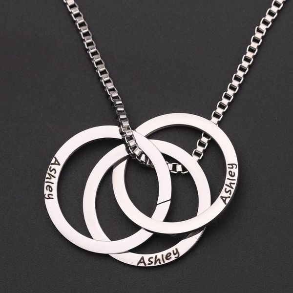 chains personalized custom round three circles necklace stainless steel name pendant creative jewelry gift for men women, Silver
chains personalized custom round three circles necklace stainless steel name pendant creative jewelry gift for men women, Silver