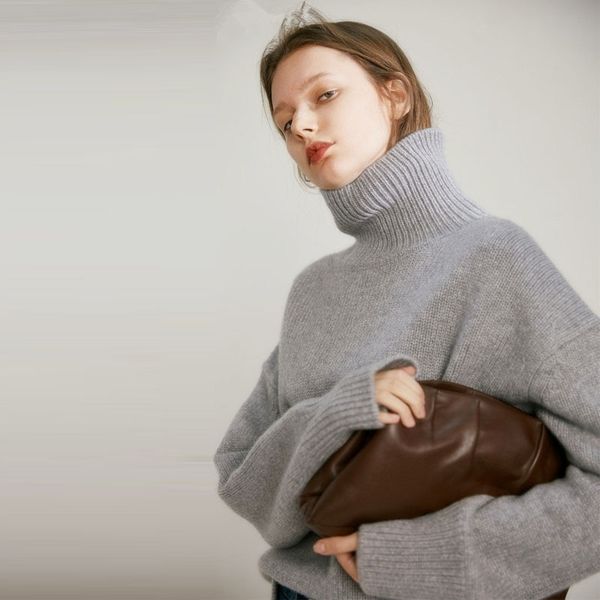 autumn and winter new high neck sweater women's thickened loose lazy pullover sweater knitted bottomed, White;black
autumn and winter new high neck sweater women's thickened loose lazy pullover sweater knitted bottomed, White;black