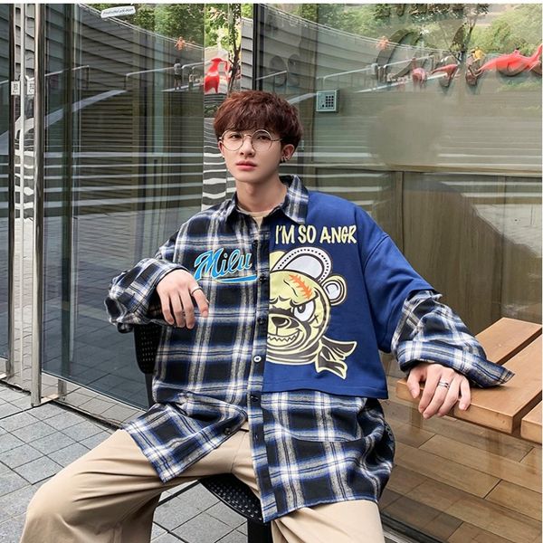 2021 new autumn winter men's cartoon korean fashion handsome ins hong kong style casual long sleeve plaid shirt coat brand q9tg, White;black
2021 new autumn winter men's cartoon korean fashion handsome ins hong kong style casual long sleeve plaid shirt coat brand q9tg, White;black