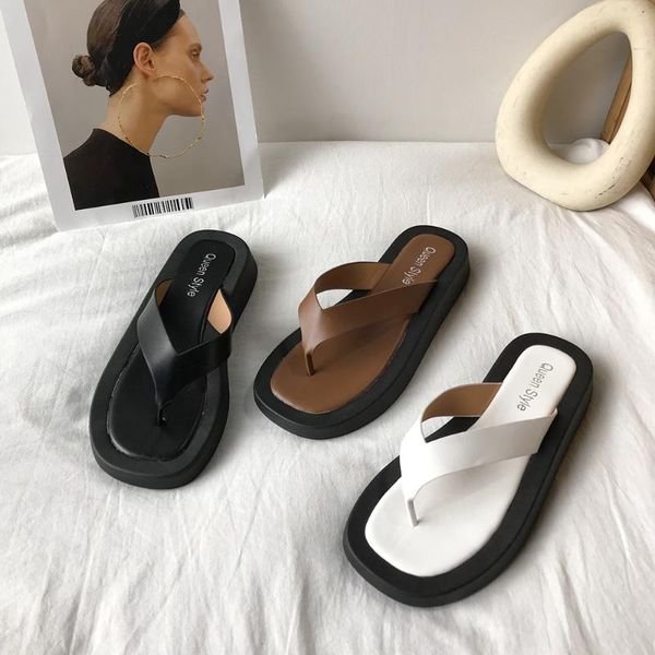 slippers fashion trend flip-flops summer all-match thick-soled ladies can be worn outside, Black 
slippers fashion trend flip-flops summer all-match thick-soled ladies can be worn outside, Black
