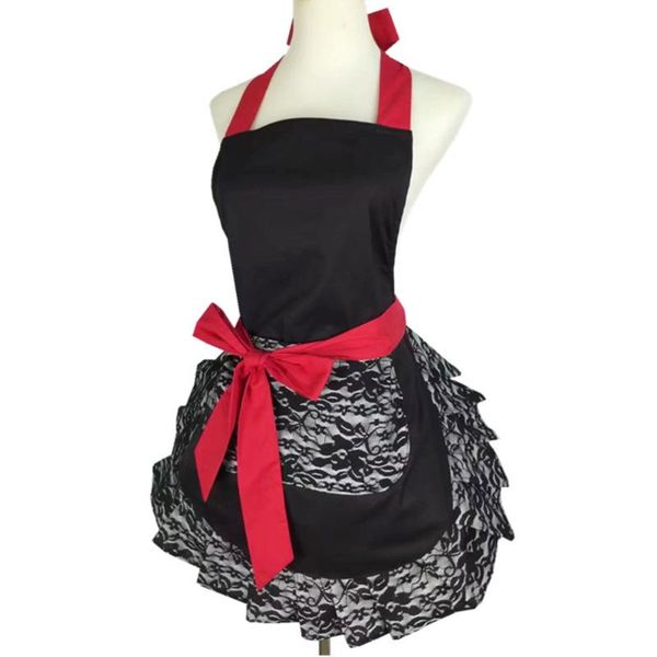 women's kitchen lace apron halter-neck style sleeveless cooking apron beautiful halter bandage aprons (black base black lace)
women's kitchen lace apron halter-neck style sleeveless cooking apron beautiful halter bandage aprons (black base black lace)