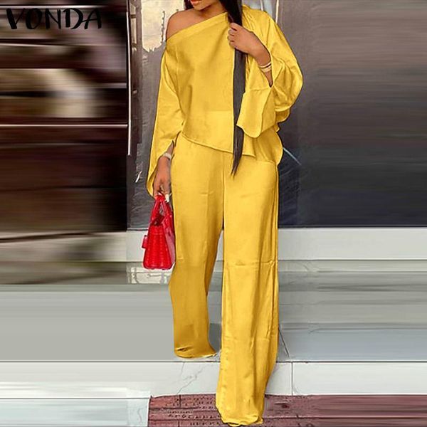 women's two piece pants solid color and trousers vonda 2021 women casual long sleeve sets palazzo ladies autumn two-piece streetwears, White
women's two piece pants solid color and trousers vonda 2021 women casual long sleeve sets palazzo ladies autumn two-piece streetwears, White