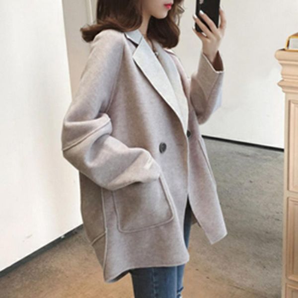 women's wool & blends korean fashion khaki short coat women casual street office chic coats winter autumn overcoat 2021 woolen outwear, Black
women's wool & blends korean fashion khaki short coat women casual street office chic coats winter autumn overcoat 2021 woolen outwear, Black