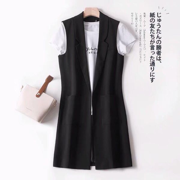 women's vests 2021 women spring autumn elegant long blazer vest lady solid notched sleeveless female causal loose oversize waistcoat i3, Black;white
women's vests 2021 women spring autumn elegant long blazer vest lady solid notched sleeveless female causal loose oversize waistcoat i3, Black;white