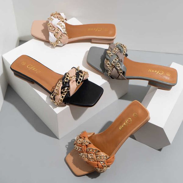 fashion flat women slippers weave chain women sandals zapatillas mujer large size female footwear weave vintage women shoes y0721, Black
fashion flat women slippers weave chain women sandals zapatillas mujer large size female footwear weave vintage women shoes y0721, Black