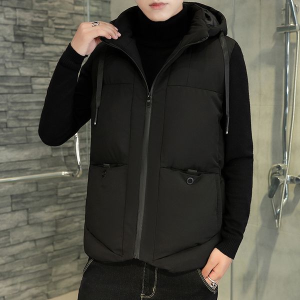 2021 new men's autumn and winter korean slim trend youth leisure shoulder hooded large down cotton vest, Black;white
2021 new men's autumn and winter korean slim trend youth leisure shoulder hooded large down cotton vest, Black;white
